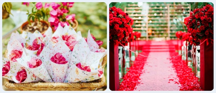 Как украсить свадьбу лепестками роз